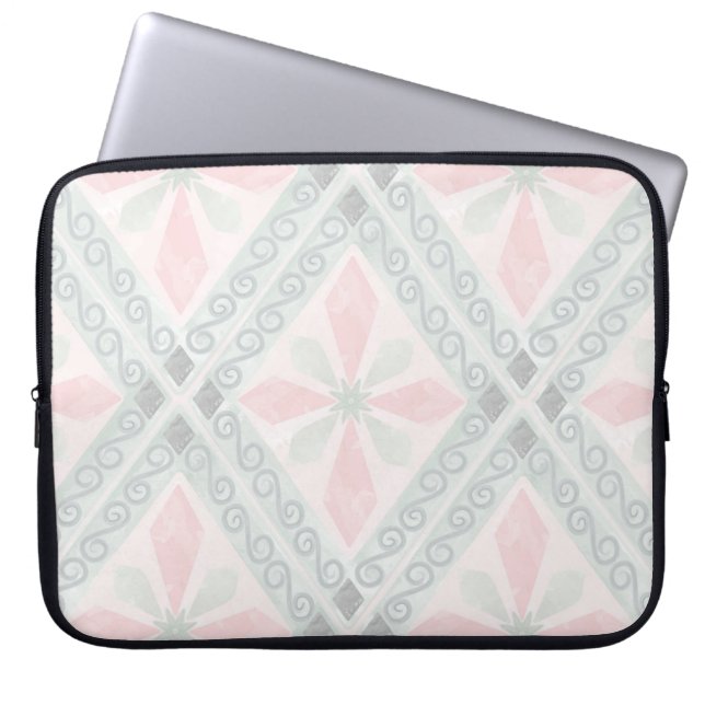Funda Para Portátil Green and pink pastel diamond pattern (Frente)