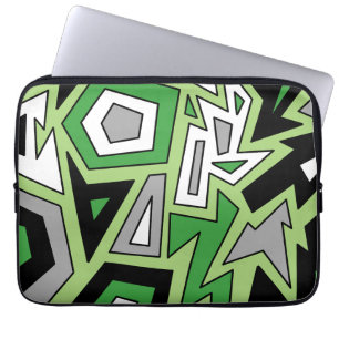 Funda Para Portátil Green Black White Gray Aro Geometric Abstract