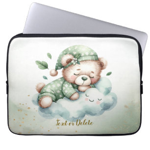 Funda Para Portátil Green Boho Sleeping Teddy Bear Cute