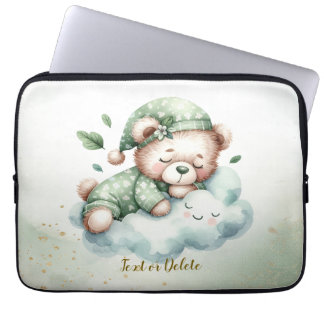 Funda Para Portátil Green Boho Sleeping Teddy Bear Cute