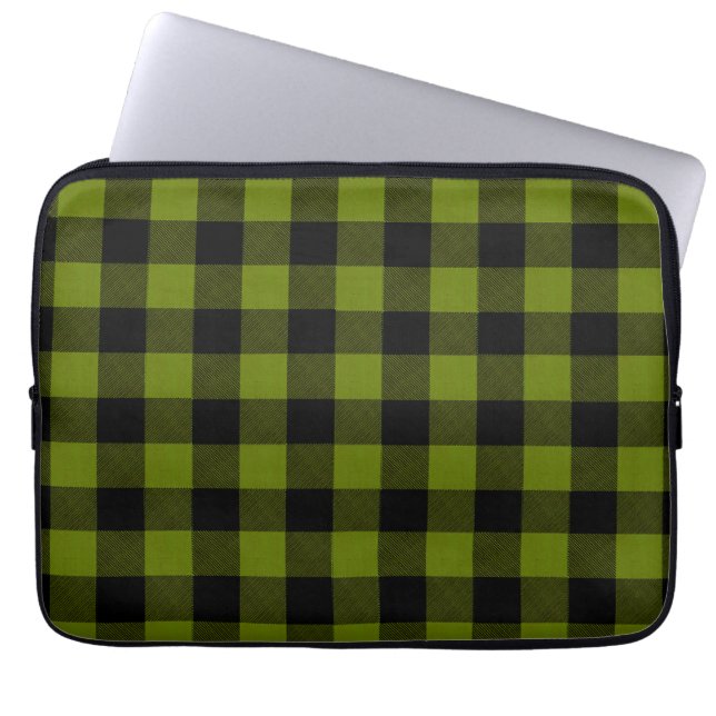 Funda Para Portátil Green Buffalo Check Garden (Frente)