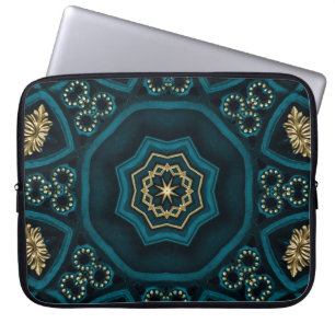 Funda Para Portátil Green Gold Boho Rosette Mandala