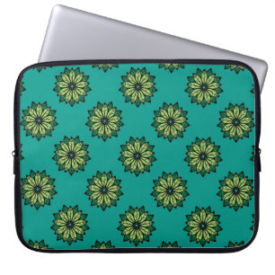 Funda Para Portátil Green Leaf and Flower seamless pattern background.