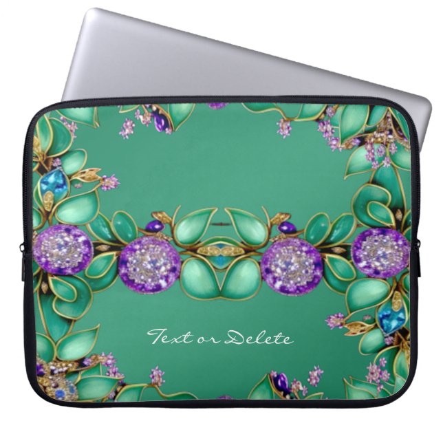 Funda Para Portátil Green Lews Purple Gemstones Portátil Sleeve (Frente)