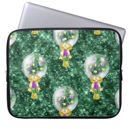 FUNDA PARA PORTÁTIL GREEN PURPLE GOLD MARDI GRAS BALLOONS