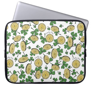Funda Para Portátil Green White & Gold St Patrick's Lucky You Shamrock