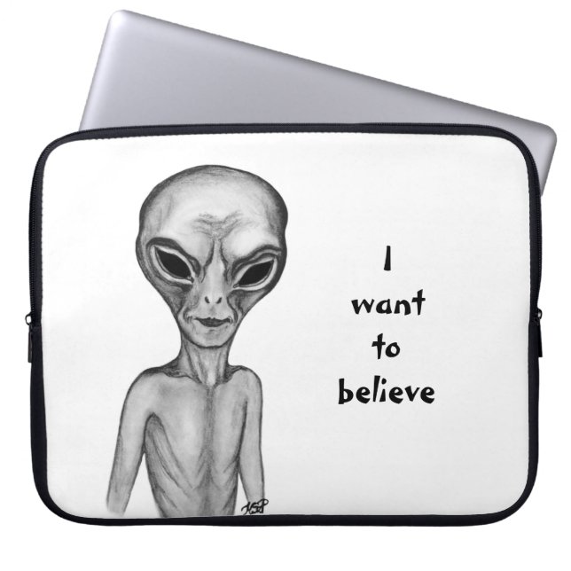 Funda Para Portátil Grey Alien , quiero creer (Frente)