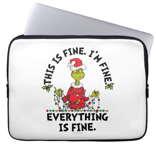 Funda Para Portátil Grinch | Everything is Fine (Frente)