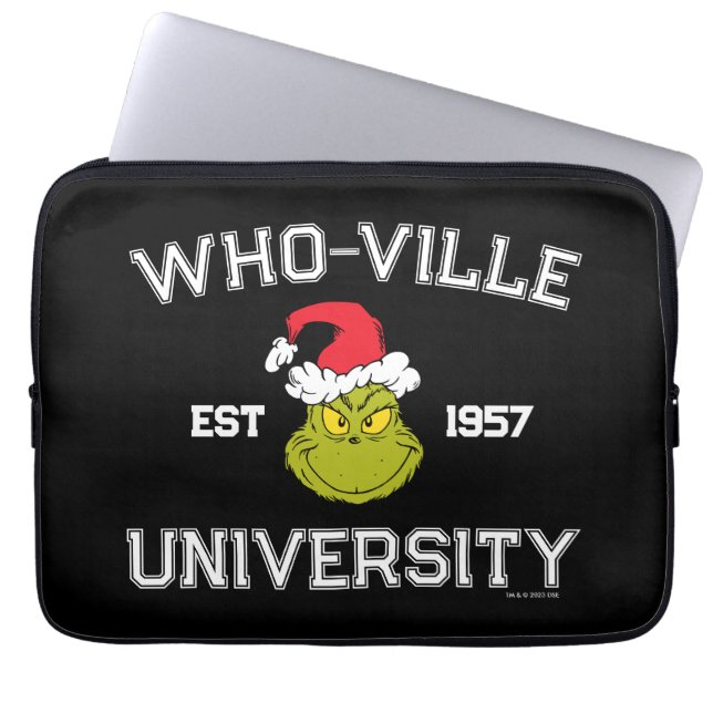 Funda Para Portátil Grinch | Universidad de Who-ville Est 1957 (Frente)