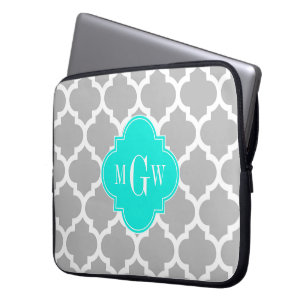 Funda Para Portátil Gris Blanco Marroquí #5 Brt Acuático 3 Monograma I