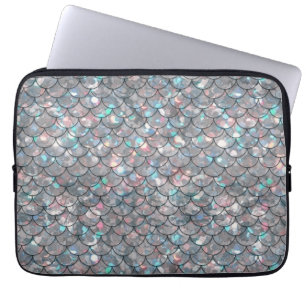 Funda Para Portátil Gris plateado Mermaid Pescado escalas Holográficas