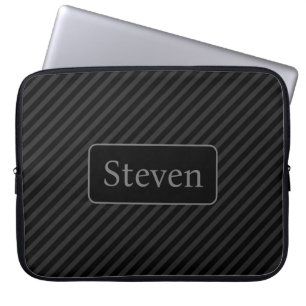 Funda Para Portátil Gris sofisticado y negro con rayas personalizadas