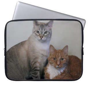Funda Para Portátil Gris Tabby y Naranja Tabby Gatos