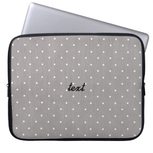 Funda Para Portátil Gris y Blanco Pequeños Lunares Moderno Chic