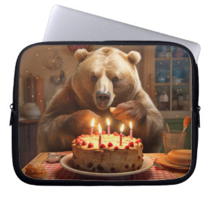 Funda Para Portátil Grizzly Bear Animal Diversión Cocinar Pastel Happy