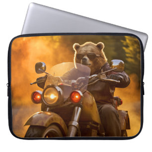 Funda Para Portátil Grizzly Bear Animal Fun Riendo Moto Bike Happy
