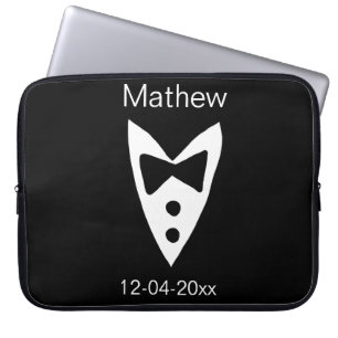 Funda Para Portátil groomman add name año camiseta de la proa negra ti