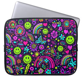 Funda Para Portátil Groovy Psychedelic Smiley Face Laptop Sleeve - 70s