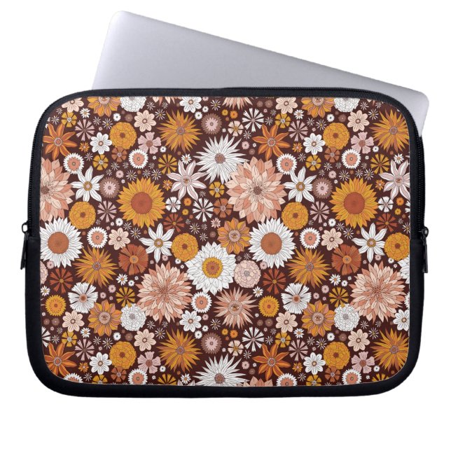 Funda Para Portátil Groovy Retro Flower Garden Pattern (Frente)