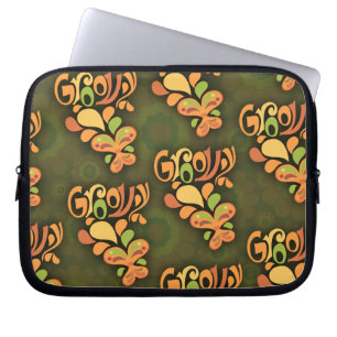 Funda Para Portátil Groovy Sixties Patrón de mariposas Diseño retro