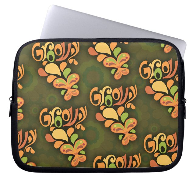 Funda Para Portátil Groovy Sixties Patrón de mariposas Diseño retro (Frente)