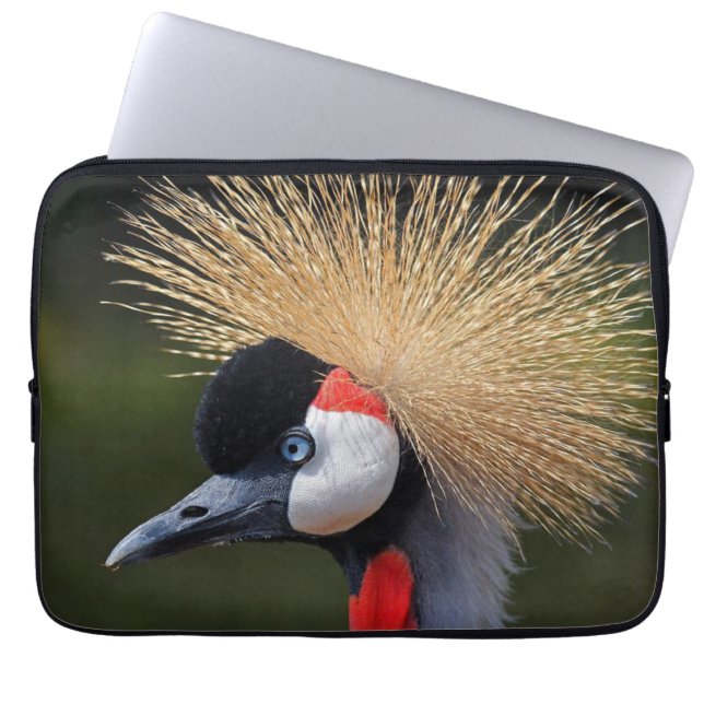 Funda Para Portátil Grúa coronada de negro (Frente)