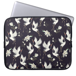 Funda Para Portátil grúa, patrón, pájaro volador de ilustracion vintag
