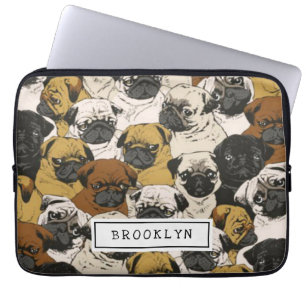 Funda Para Portátil Grumpy Cute Pugs Bulldogs Personalized