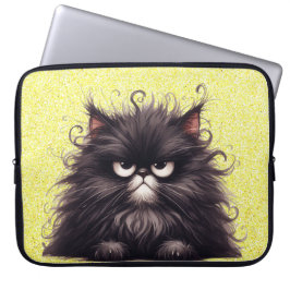 FUNDA PARA PORTÁTIL GRUMPY FLUFFY PEQUEÑO KITTEN NEGRO