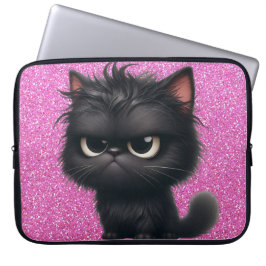 FUNDA PARA PORTÁTIL GRUMPY FLUFFY PEQUEÑO KITTEN NEGRO