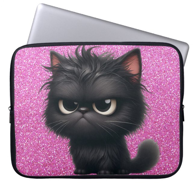 FUNDA PARA PORTÁTIL GRUMPY FLUFFY PEQUEÑO KITTEN NEGRO (Frente)