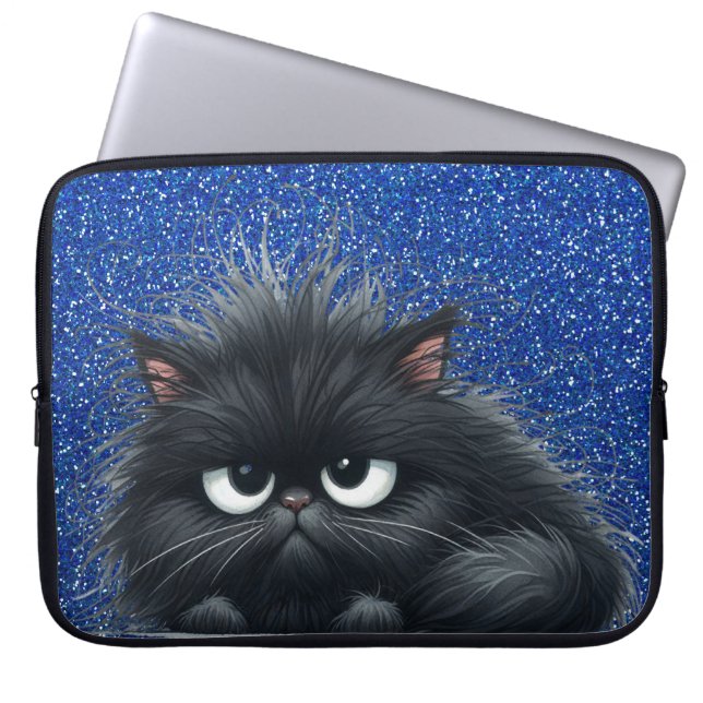 FUNDA PARA PORTÁTIL GRUMPY FLUFFY PEQUEÑO KITTEN NEGRO (Frente)