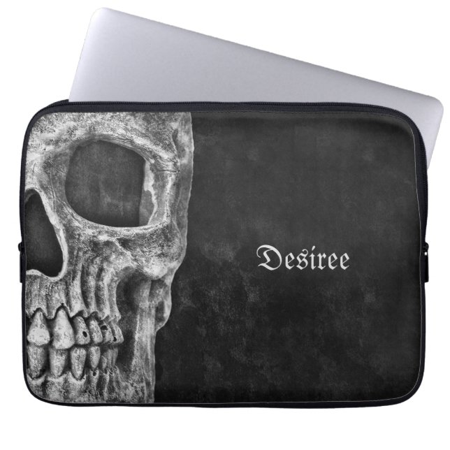 Funda Para Portátil Grunge Blanco Y Negro De Guay De Media Calavera Gó (Frente)