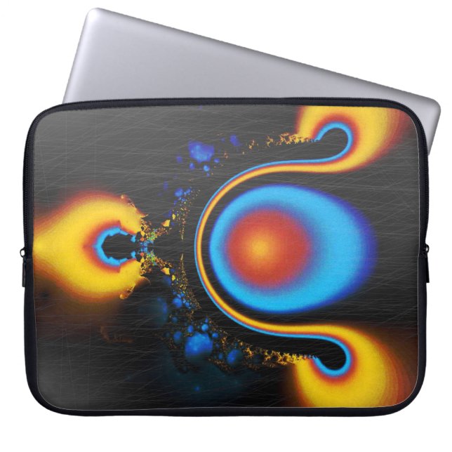 Funda para portátil Grunge Fractal Amarillo Rojo A (Frente)