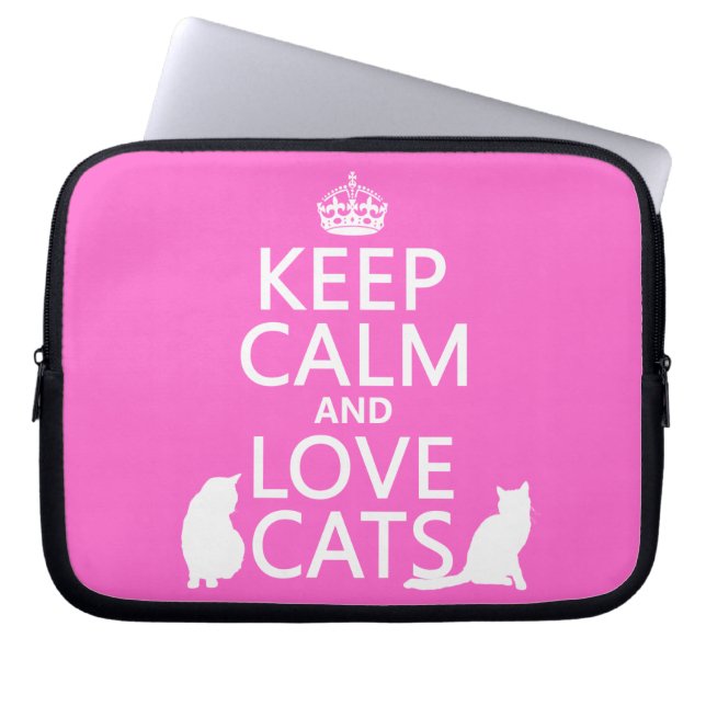 Funda Para Portátil Guarde la calma y ame los gatos (Frente)