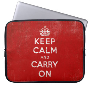 Funda Para Portátil Guarde la calma y continúe, rojo del vintage y