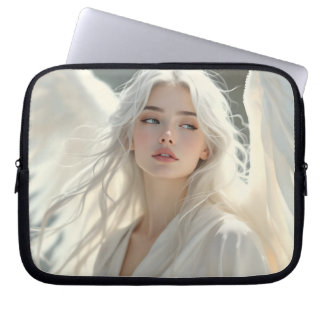 Funda Para Portátil Guardián Luminoso - Ángel del alba plateado