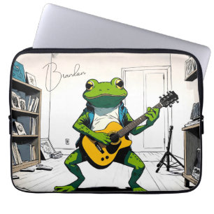Funda Para Portátil Guay Frog tocando guitarra en estudio de dormitori