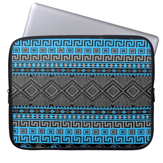 Funda Para Portátil Guay verano moda neón azul gris negro azteca (Frente)
