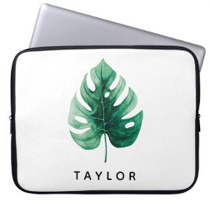 Funda Para Portátil Guay Watercolor Green Tropical Monstera Leaf