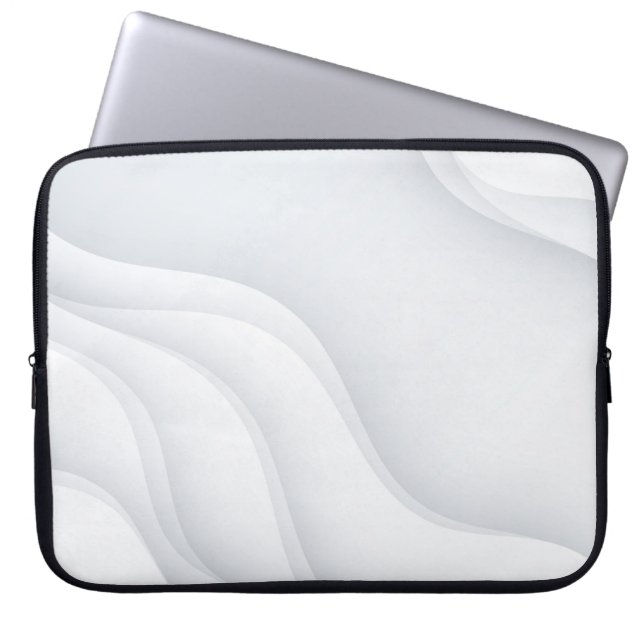 Funda Para Portátil Guerras abstractas de monocromo blanco elegante (Frente)
