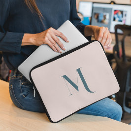 Funda Para Portátil Guión de tipografía de nombre inicial rosa simple
