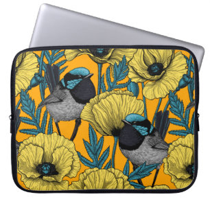 Funda Para Portátil Guirnaldas de hadas y amapolas de amarillo