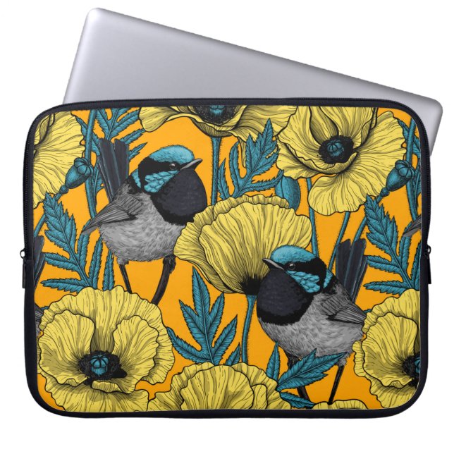Funda Para Portátil Guirnaldas de hadas y amapolas de amarillo (Frente)