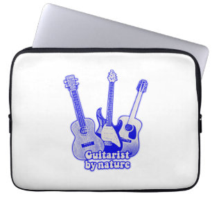 Funda Para Portátil Guitarista por naturaleza. Guitarrista azul retro