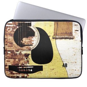 Funda Para Portátil guitarra acústica en el collage del ladrillo