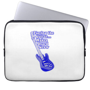 Funda Para Portátil Guitarra azul vintage con palabras motivadoras