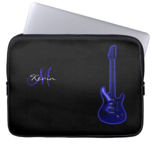 Funda Para Portátil Guitarra eléctrica azul 13" del monograma manga