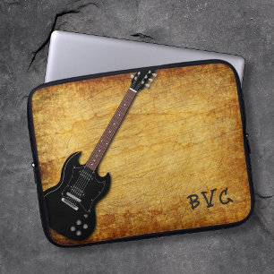 Funda Para Portátil Guitarra eléctrica desgastada con monograma