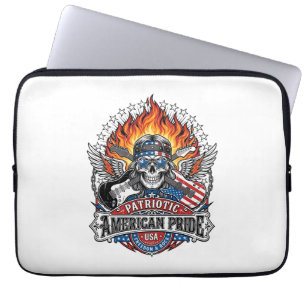 Funda Para Portátil Guitarrista de Libertad Patriótica Cráneo Música R